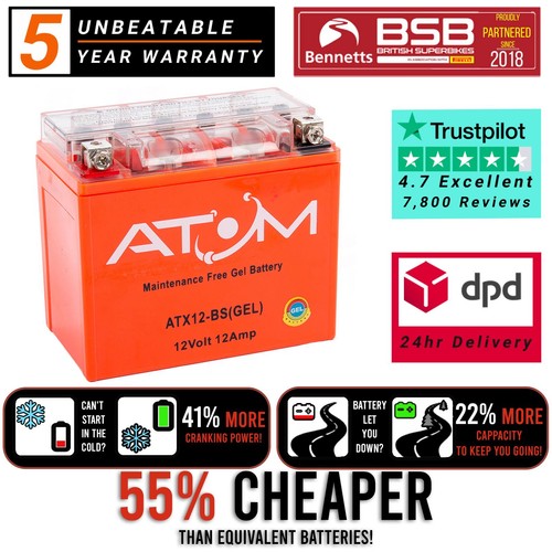 Ytx12 atom gel motorcycle - ytx12-bs,
